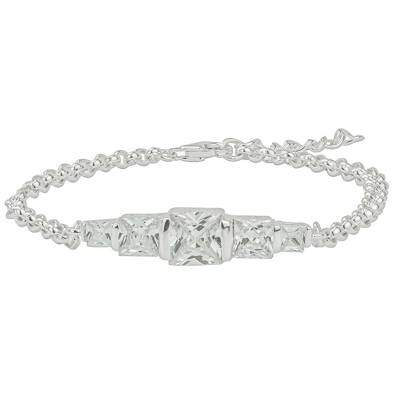 Sterling Silver 5 Stone Tiered Cubic Zirconia Bracelet